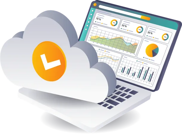 Análisis del desarrollo de datos en servidores en la nube  Ilustración