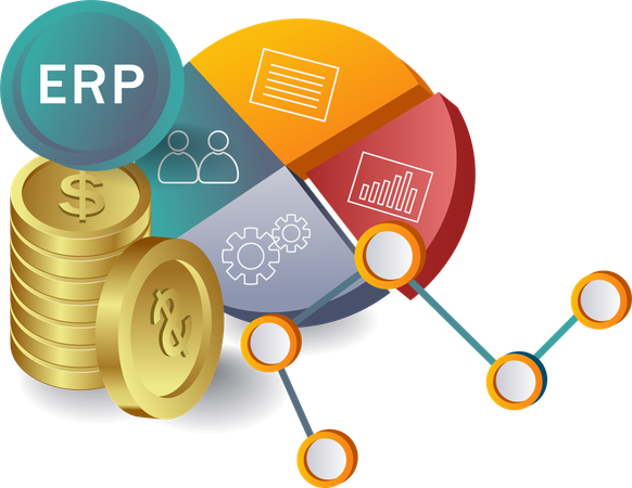 Análisis del porcentaje de ingresos con ERP empresarial  Ilustración