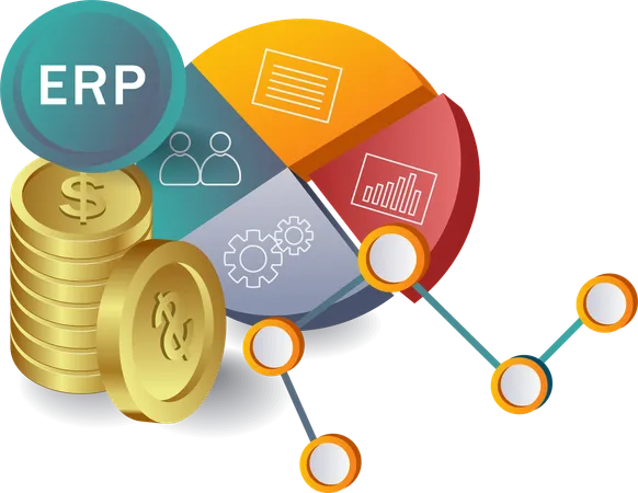 Análisis del porcentaje de ingresos con ERP empresarial  Ilustración