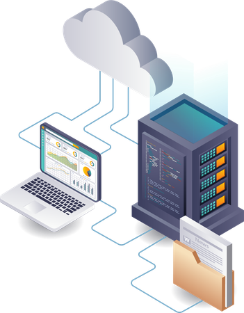 Análisis de redes de datos en sistemas de servidores en la nube  Ilustración