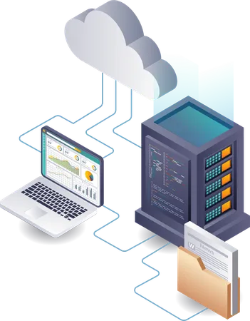 Análisis de redes de datos en sistemas de servidores en la nube  Ilustración