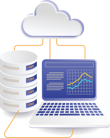 Análisis de datos del servidor de nube de tecnología  Ilustración