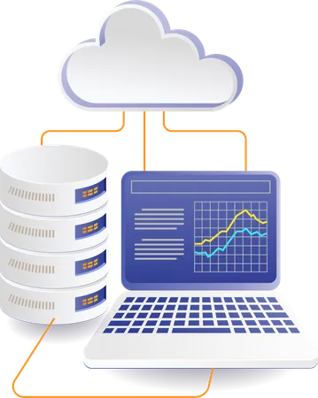 Análisis de datos del servidor de nube de tecnología  Ilustración