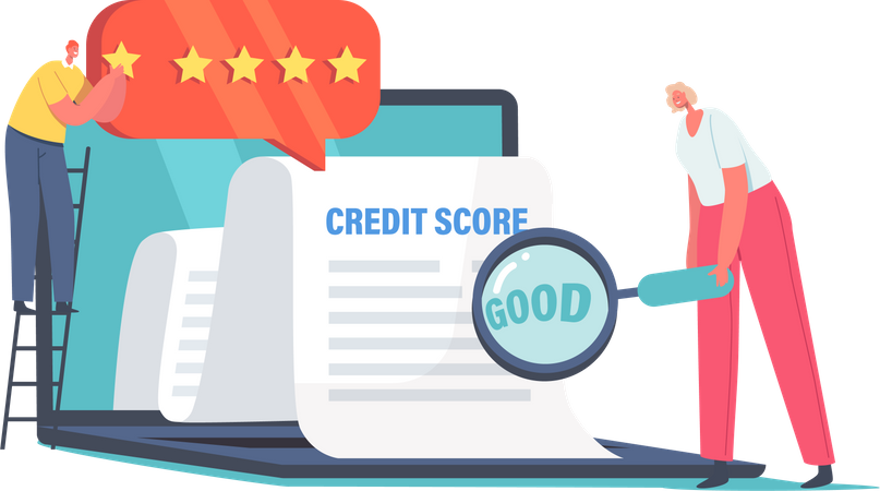 Analizar el puntaje crediticio para la aprobación del préstamo  Ilustración