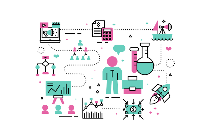 Illustration des icônes de la ligne d'analyse commerciale  Illustration