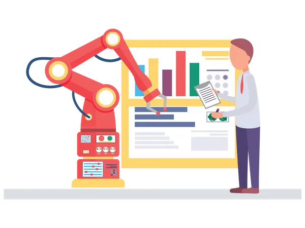 Analyse commerciale avec robot  Illustration