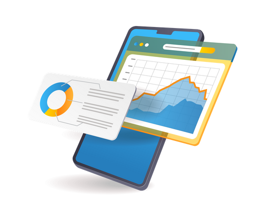 Analyse commerciale sur smartphone  Illustration