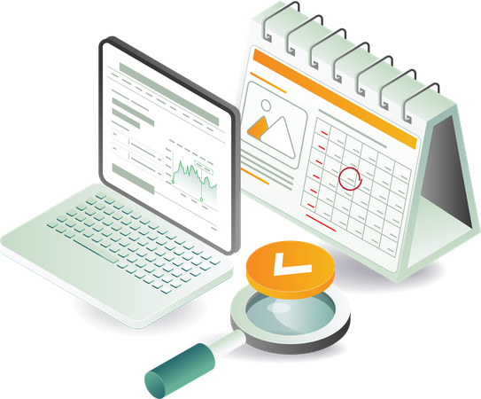 Données d'analyse commerciale avec calendrier  Illustration