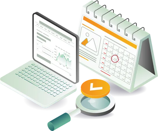 Données d'analyse commerciale avec calendrier  Illustration