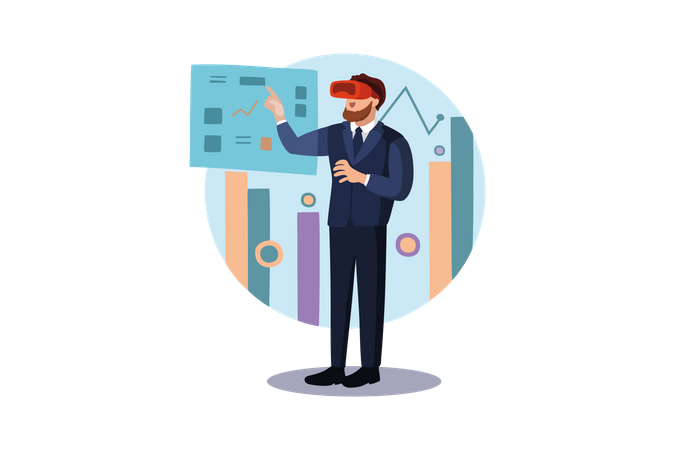 Analyse commerciale en utilisant la réalité virtuelle  Illustration