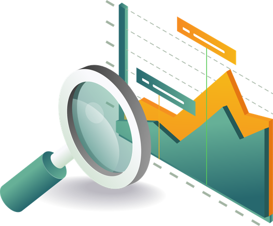 Loupe de données d'analyse commerciale  Illustration