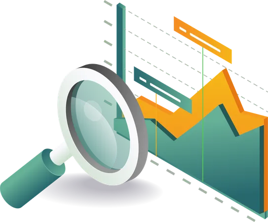 Loupe de données d'analyse commerciale  Illustration