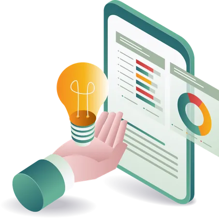 Gestion des données d'analyse commerciale avec des idées commerciales  Illustration