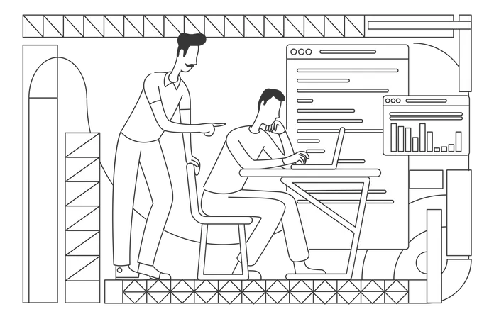 Analyse commerciale effectuant une analyse commerciale  Illustration