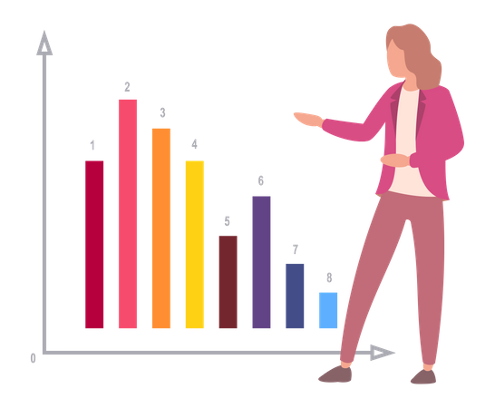 Analyse commerciale par une employée  Illustration