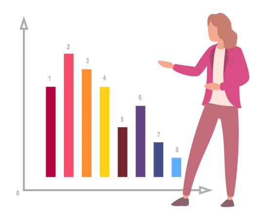 Analyse commerciale par une employée  Illustration