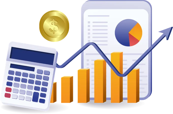 Calcul des données d'analyse de la croissance des entreprises à plat  Illustration