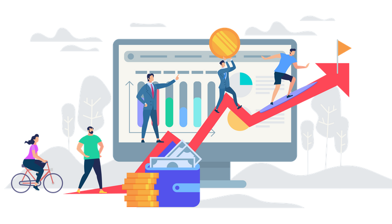 Analyse de la croissance des investissements en ligne  Illustration