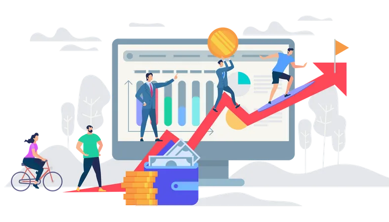 Analyse de la croissance des investissements en ligne  Illustration