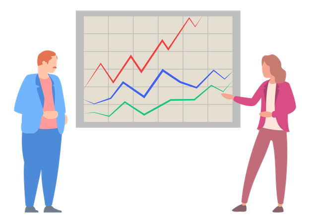 Équipe effectuant une analyse de croissance  Illustration