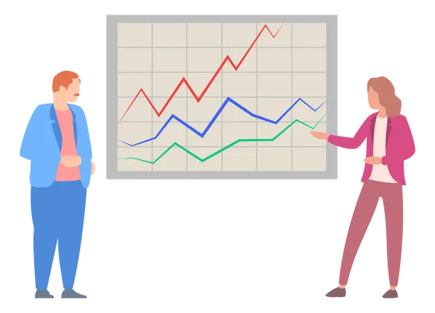 Équipe effectuant une analyse de croissance  Illustration