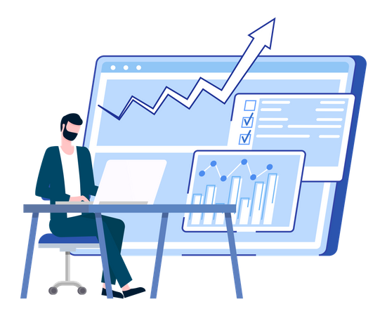 Analyse de la croissance par homme d'affaires  Illustration