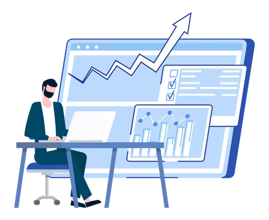 Analyse de la croissance par homme d'affaires  Illustration