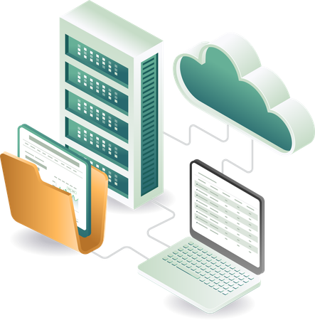 Technologie d'application de serveur cloud d'analyse de données  Illustration