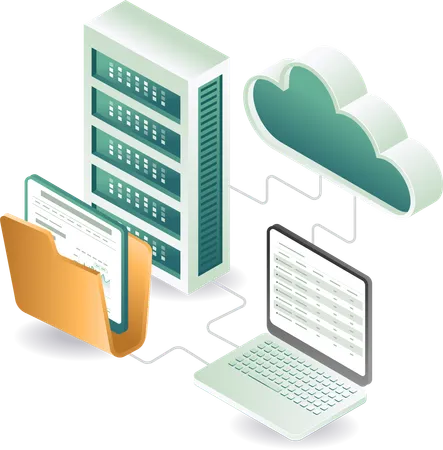 Technologie d'application de serveur cloud d'analyse de données  Illustration