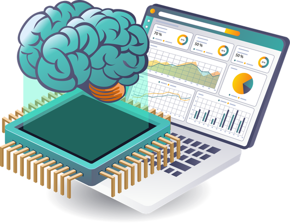 Analyse des données d'intelligence artificielle en technologie  Illustration