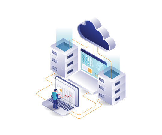 Professionnel de l'analyse de données de serveur cloud  Illustration