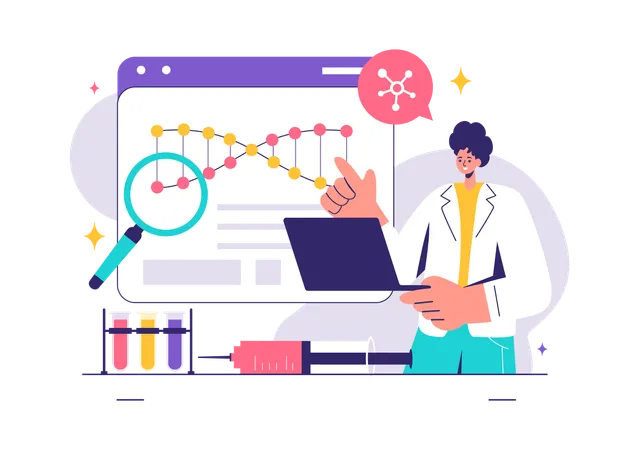 Analyse de génie génétique effectuée par un scientifique  Illustration