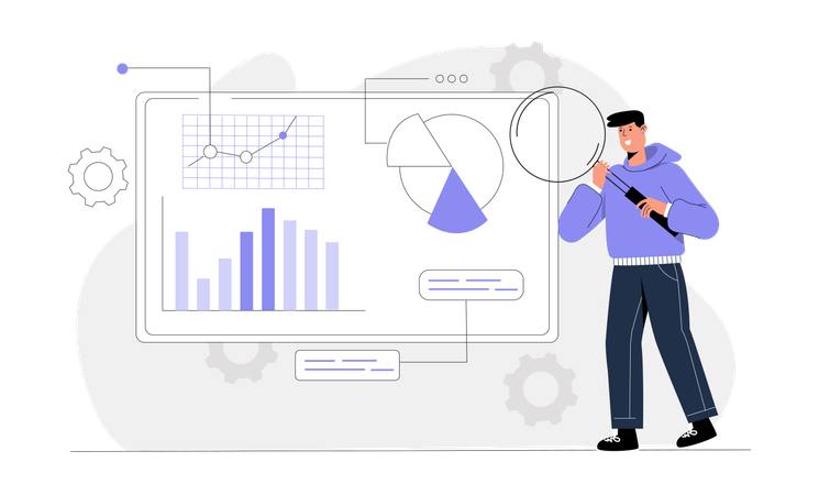 Homme faisant une analyse de l'éducation  Illustration