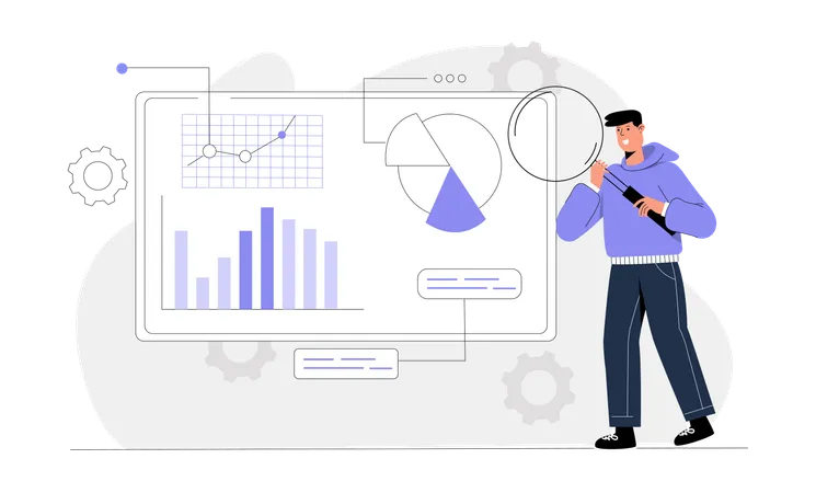 Homme faisant une analyse de l'éducation  Illustration