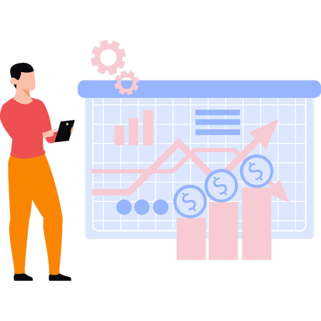 L'employé fait une analyse commerciale  Illustration