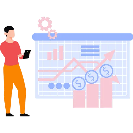 L'employé fait une analyse commerciale  Illustration