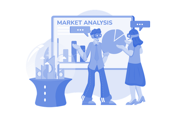 Analyse de marché utilisant la technologie VR  Illustration