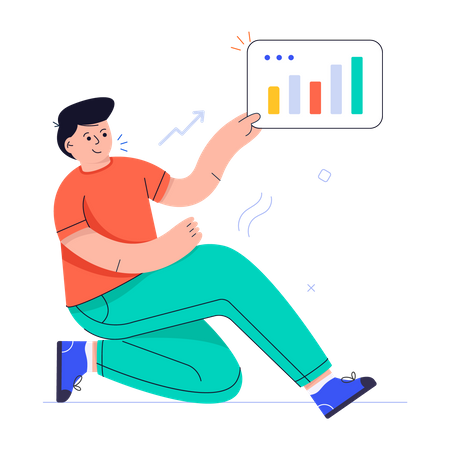 Homme effectuant une analyse de marché  Illustration