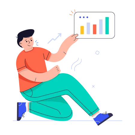 Homme effectuant une analyse de marché  Illustration