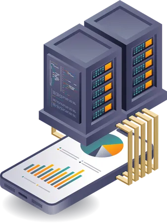 Analyse du réseau de smartphones avec la technologie de serveur cloud  Illustration