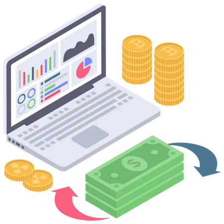 Analyse de change de bitcoin en argent  Illustration