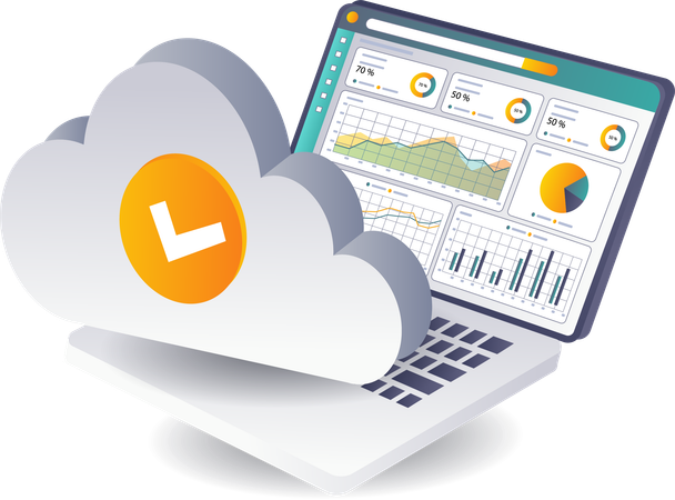 Analyse der Datenentwicklung in Cloud-Servern  Illustration