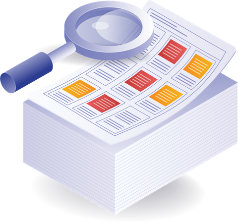 Ergebnisse von Papierdatenausdrucken analysieren  Illustration