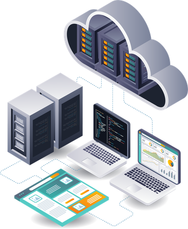 Analyse der Hosting-Server-Technologie für Web-Anwendungsentwickler  Illustration