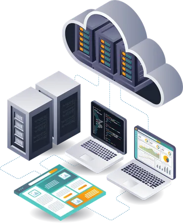 Analyse der Hosting-Server-Technologie für Web-Anwendungsentwickler  Illustration