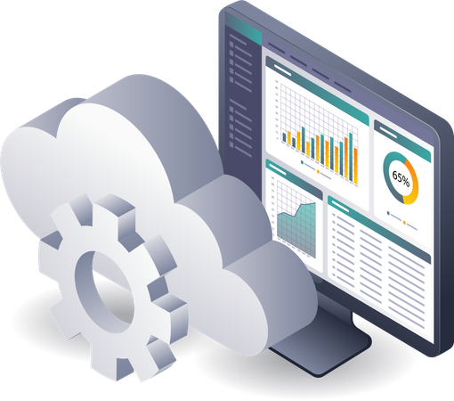 Analyse der Computerleistung von Cloud-Servern  Illustration