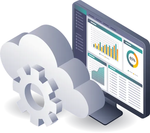 Analyse der Computerleistung von Cloud-Servern  Illustration