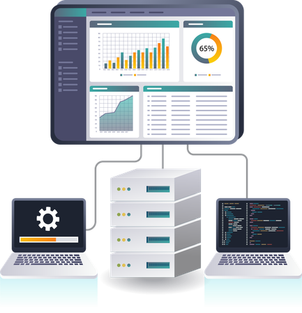 Analyse der Server-Computertechnologie  Illustration