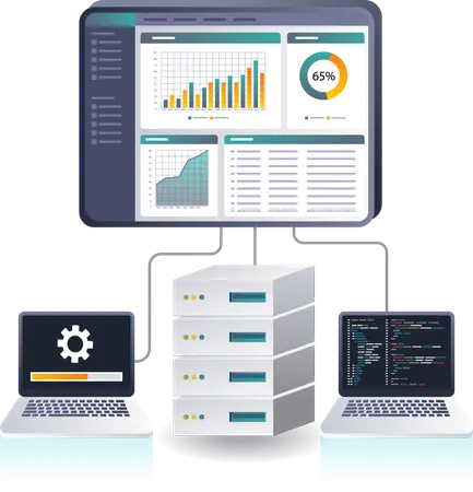 Analyse der Server-Computertechnologie  Illustration