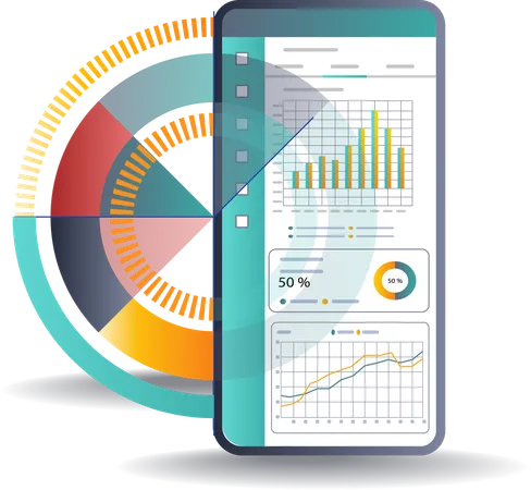 Analyse der Wachstumsgeschwindigkeit von Online-Geschäftsinvestitionen  Illustration